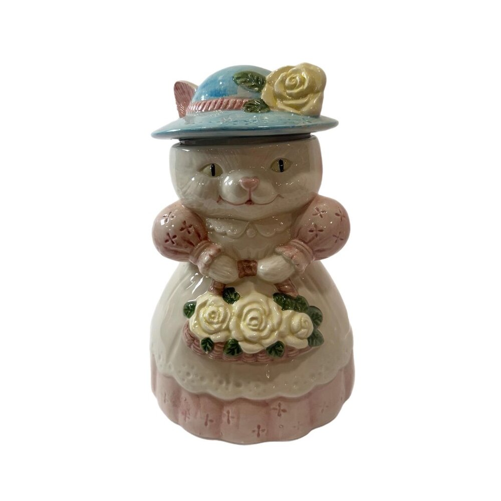 Cat Cookie Jar Mama Grandma Cat Ceramic Albert Price Vintage Victorian Country